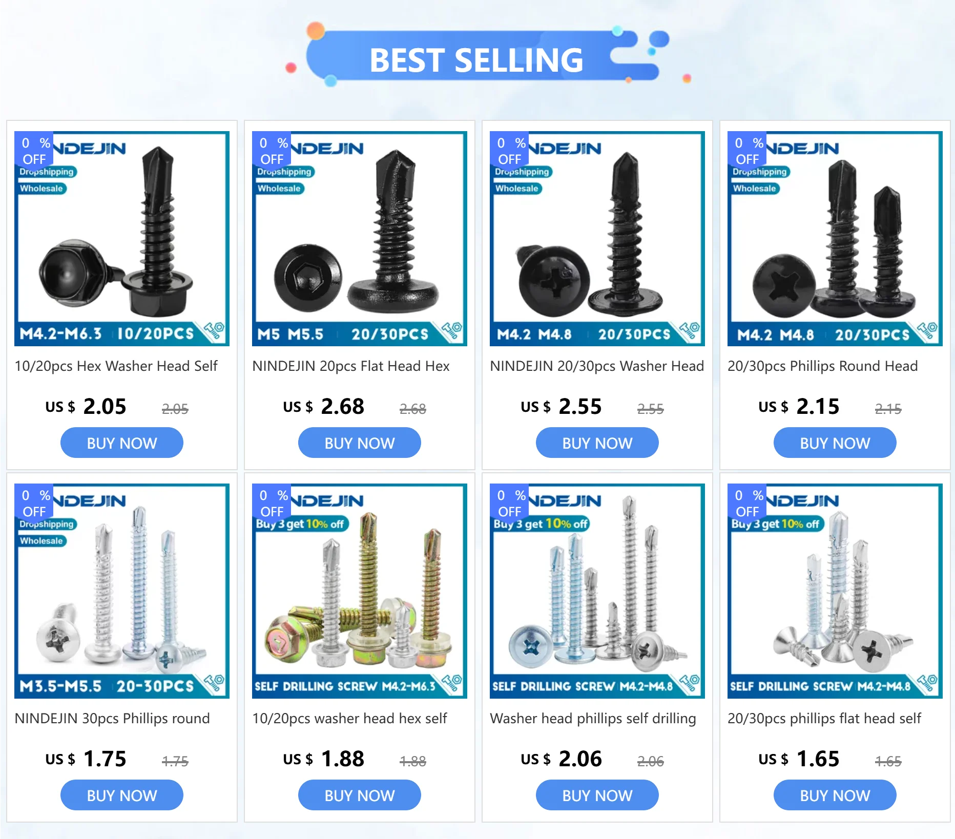 בורג קודח ראש שטוח מפלדת אל חלד (שחור)