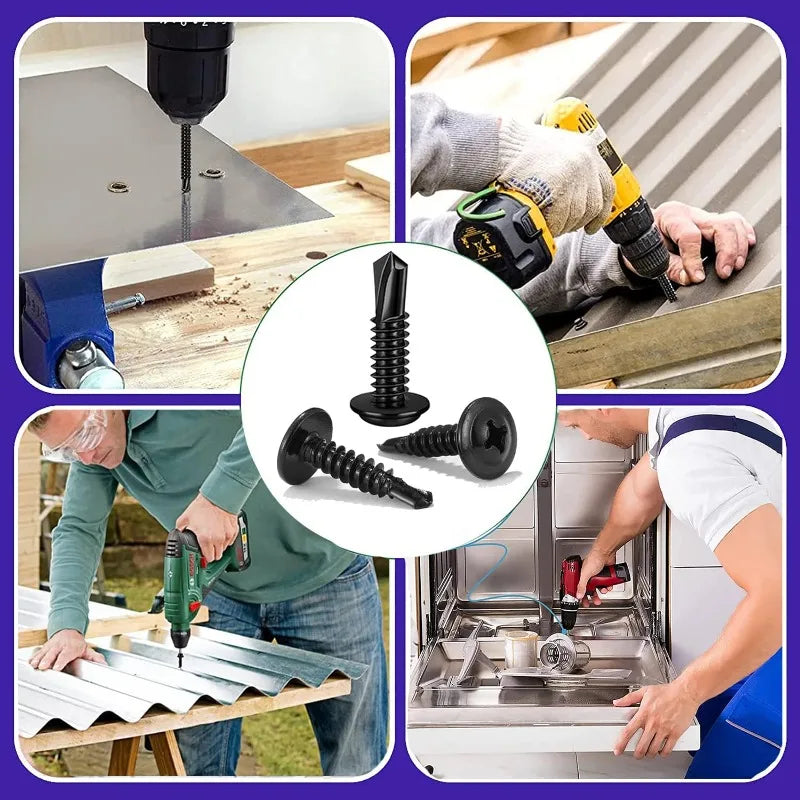 בורג קודח לפח מפלדת אל חלד (שחור)