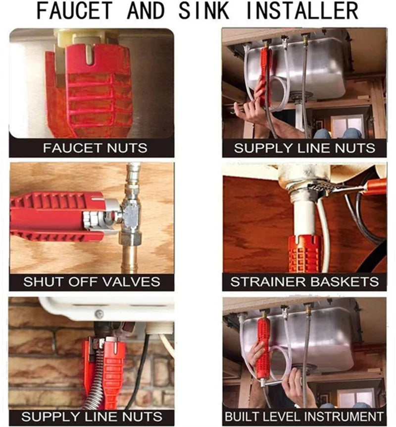 8 ב-1 ברז כיור ברז תיקון כלי החלקה מטבח חדר אמבטיה ברז הרכבה מפתח אינסטלציה התקנה מפתח ברגים