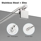 זרועות תמיכה למקלחון מתכוונן מפלדת אל-חלד עבור פנל זכוכית 8-12 מ"מ לדלת זכוכית לחדר הצורך קבוע התקנה קלה 