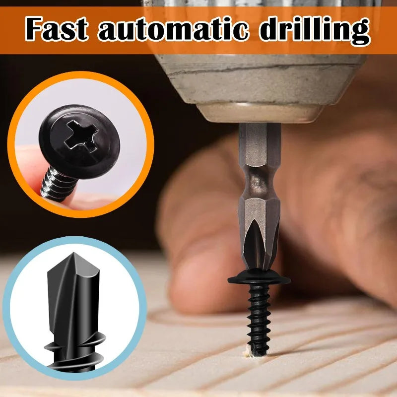 בורג קודח לפח מפלדת אל חלד (שחור)